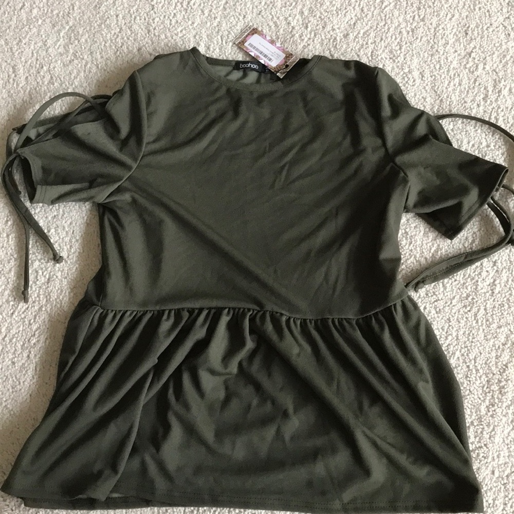 Plus tie sleeve detail smock top